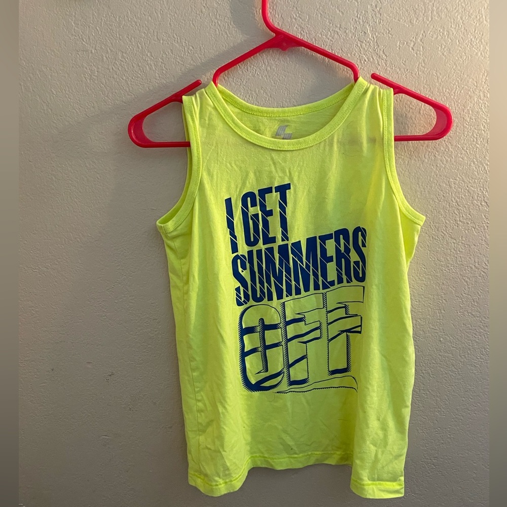 Place Sports I get summers off yellow boys tank top - large 10/12
